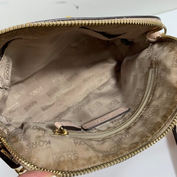 MICHAEL KORS Pale Ballet Pink Leather Domed Satchel Handbag Crossbody - Picture 9 of 15